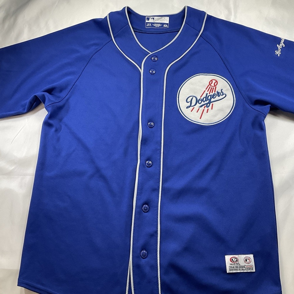Los Angeles Dodgers Size M Blue Buttondown Logo MLB Dynasty Series Jersey 60 - Picture 4 of 9